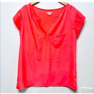 Gap Neon Coral Pink Tunic Cap Sleeve Top Small